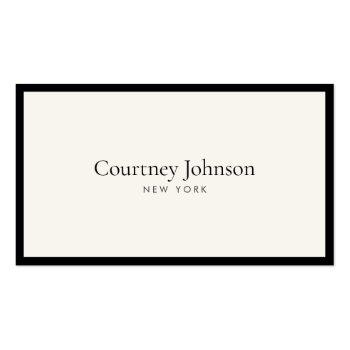 Small Elegant Minimalist Luxury Boutique Black/ivory Business Card Front View