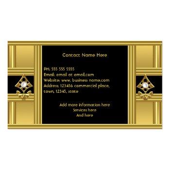 Small Elegant Modern Deco Gold Black Pearl 2 Business Card Back View