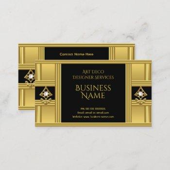 elegant modern deco gold black pearl 2 business card