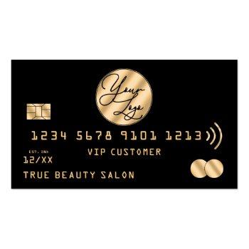 Small Elegant Modern Gold Black Credit Card Logo Front View