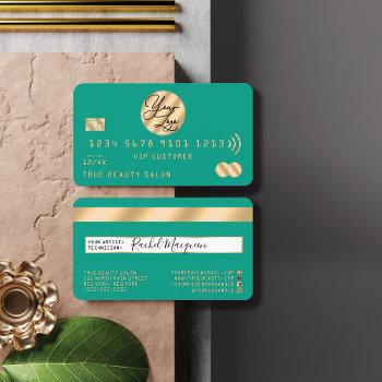 elegant modern gold teal green credit card logo