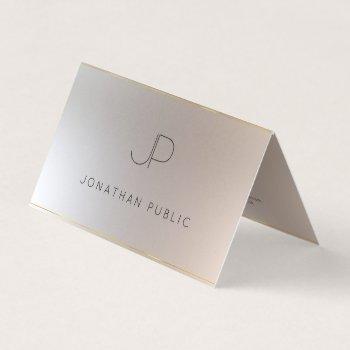 elegant modern monogram gold silver look template business card