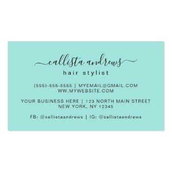 Small Elegant Modern Simple Mint Typography Nail Artist Business Card Back View