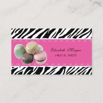 elegant modern zebra print ,french  macaron business card