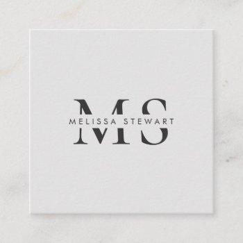 elegant monogram modern plain gray professional square business card