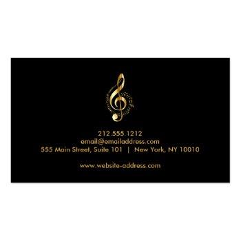 Small Elegant Musician Business Card With Music Note Back View