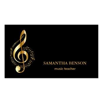 Small Elegant Musician Business Card With Music Note Front View