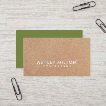 elegant olive green printed kraft consultant business card
