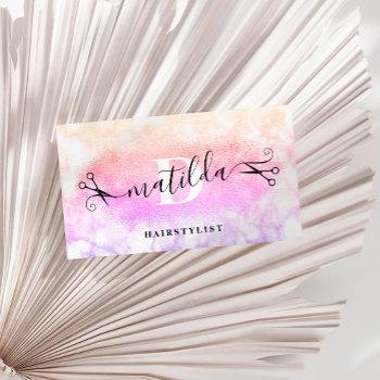 elegant ombre glitter marble hairstylist business card