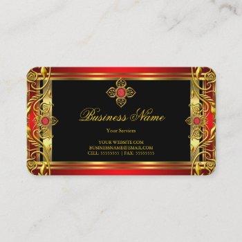 elegant ornate royal red jewel black gold business card