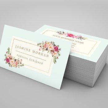 elegant pastel watercolor floral boutique decor business card