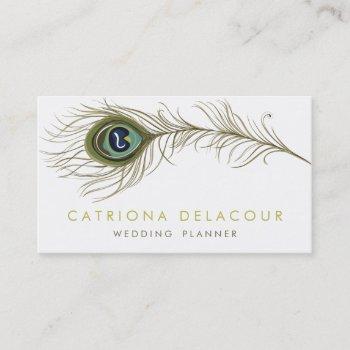 elegant peacock feather stylish business card