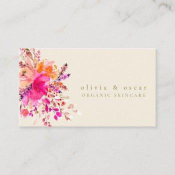 elegant pink watercolor floral modern beauty  business card