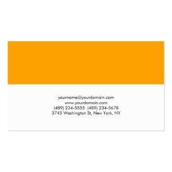 Small Elegant Plain Orange White Stripes Professional Business Card Back View
