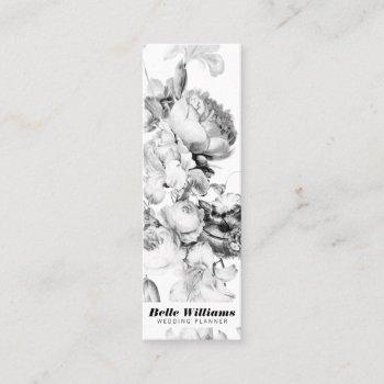 elegant plain white flowers vintage floral bouquet mini business card