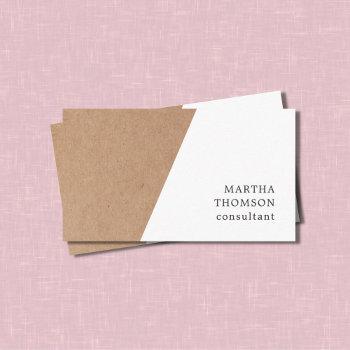 elegant printed kraft white geometric consultant business card