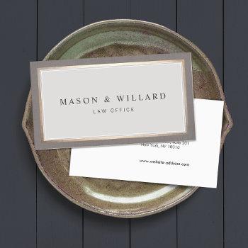 elegant professional attorney gold border business card