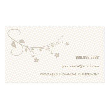 Small Elegant Professional Card With Flowers And Chevrón Back View