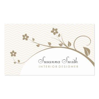 Small Elegant Professional Card With Flowers And Chevrón Front View