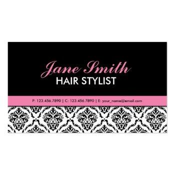 Small Elegant Professional Damask Floral Cosmetologist Business Card Front View