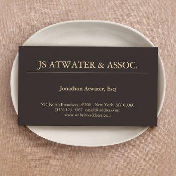 elegant professional executive lawyer dark brown business card