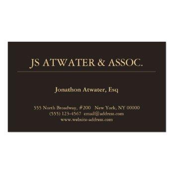 Small Elegant Professional Executive Lawyer Dark Brown Business Card Front View
