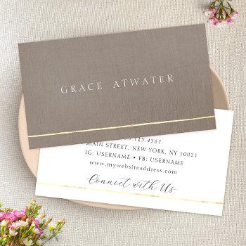 elegant professional gold stripe & brown taupe business card
