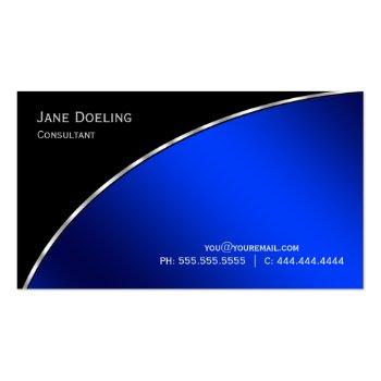 Small Elegant Professional Modern Black  Bright Blue Business Card Front View