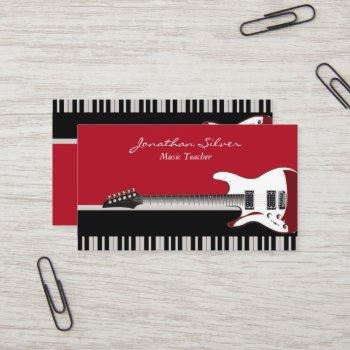 elegant professional piano keys & guitar music business card