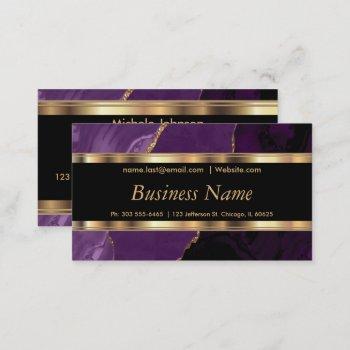 elegant purple marble and gold business card