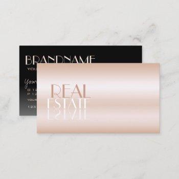 elegant rose gold black mirror font professional business card