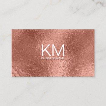 Small Elegant Rose Gold Foil Background Business Card Front View