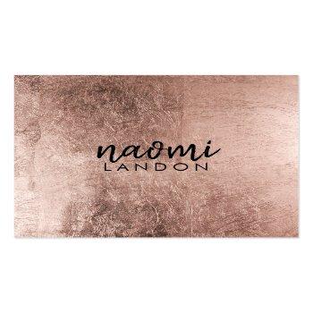 Small Elegant Rose Gold Modern Square Minimalist Black Square Business Card Front View