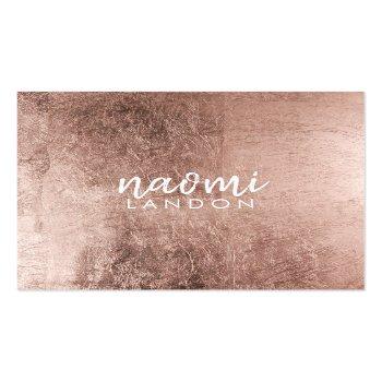 Small Elegant Rose Gold Modern Square Minimalist White Square Business Card Front View