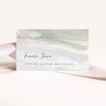 elegant sage green and gray watercolor business card