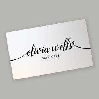 elegant silver handwritten calligraphy salon spa business card