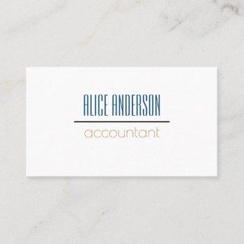 elegant simple blue white accountant business card