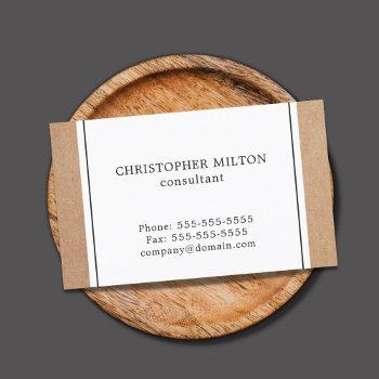 elegant simple kraft paper & white consultant business card