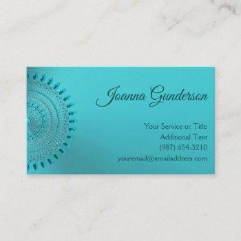 elegant teal blue green mandala business card