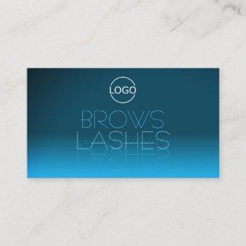 elegant teal gradient chic mirror font with logo business card