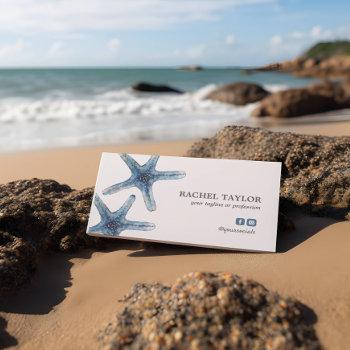elegant tropical starfish blue beach coastal busin business card