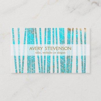 elegant turquoise blue bamboo nature health spa business card
