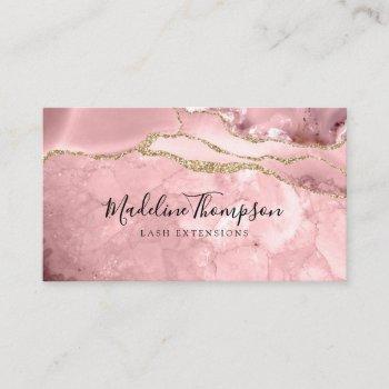 elegant velvet blush pink marble agate geode business card