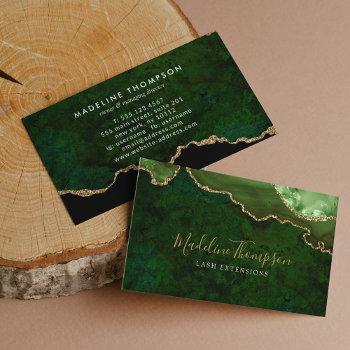 elegant velvet emerald green marble agate geode business card