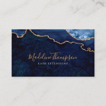 elegant velvet navy blue marble agate geode business card