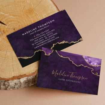 elegant velvet purple marble agate geode business card