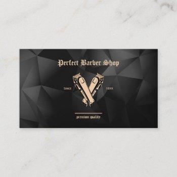 elegant vintage clippers barber shop professional business card