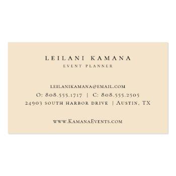 Small Elegant Watercolor Floral Champagne Business Card Back View