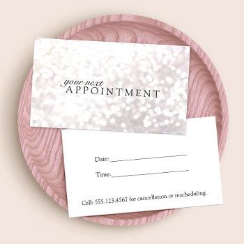 elegant white bokeh appointment card