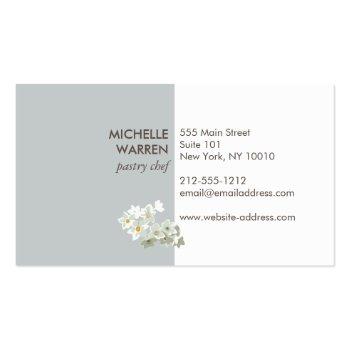 Small Elegant White Cake With Florals Cake Decorating Business Card Back View